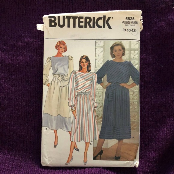 Butterick 6825 boat neck puff sleeve dress pattern - Picture 1 of 7